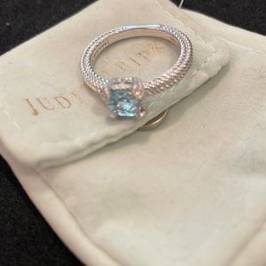 Judith Ripka Blue Topaz Ring, 925 Silver Diamonique Ring, and Cubic Zirconia
